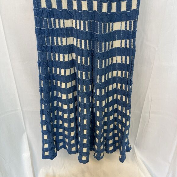 Anthropologie Troubadour Gingham Garden Dress Small‎ Blue White Soft Knit A-Line - Picture 3 of 13